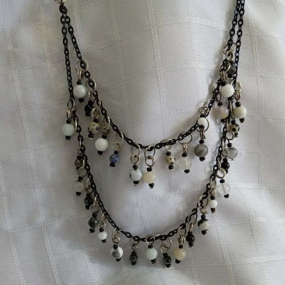 Handmade necklace with polished semi precious stones